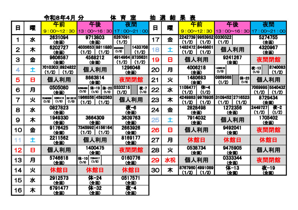 ★4月体育室抽選結果表080204のサムネイル
