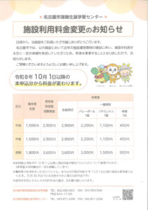 施設利用料金変更のサムネイル