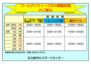 令和7年度中SCゴールデンウィーク開館案内のサムネイル