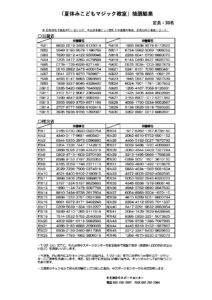 「夏休み子どもマジック教室」抽選結果のサムネイル
