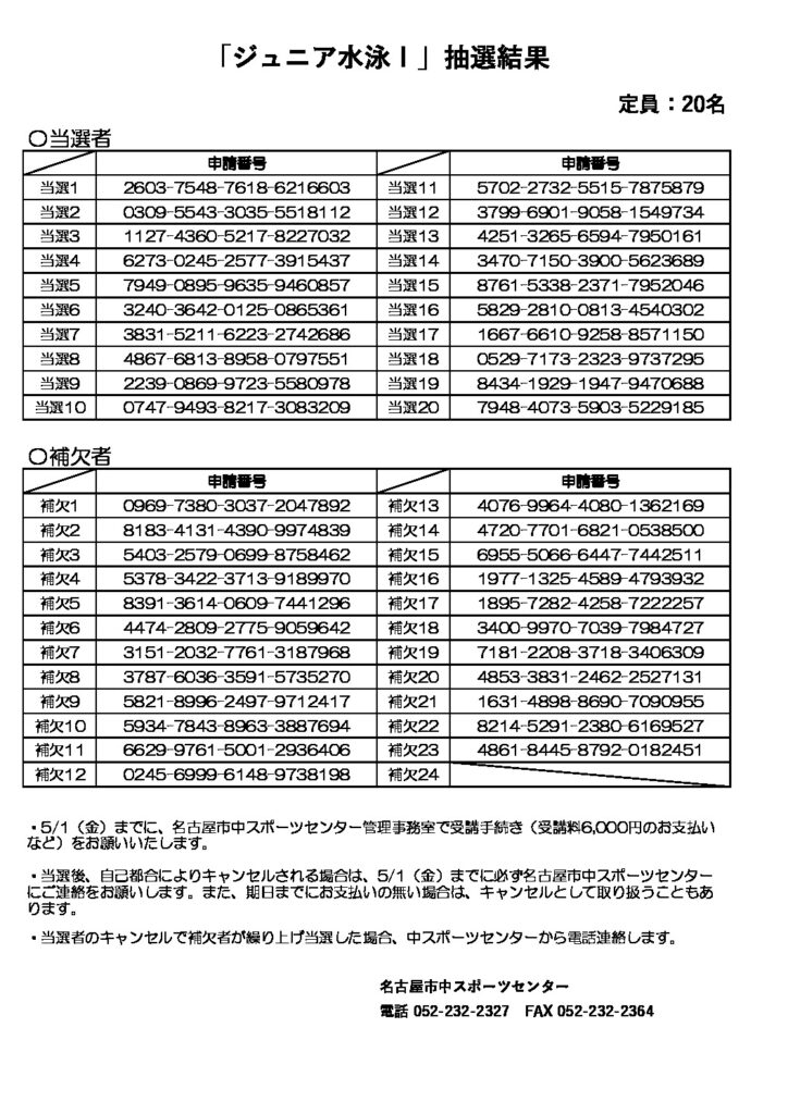 ジュニア水泳Ⅰのサムネイル