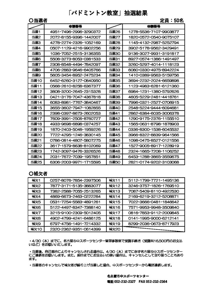 バドミントン教室のサムネイル